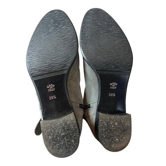 TIBI Knee High Boots Gray Suede Ruffle Flat Shoes Womens 39.5 US 9 Made In Italy - Picture 5 of 6